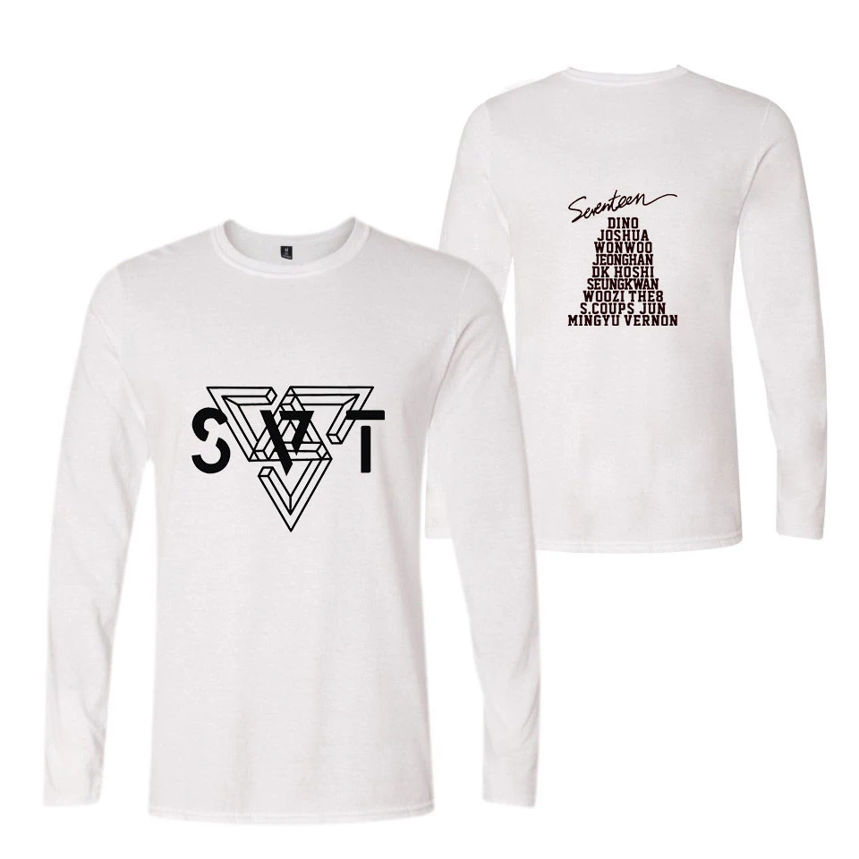 Футболка Seventeen17 хлопковая футболка с длинным рукавом K Pop Style Clothe 17 Carat Seventeen K-Pop