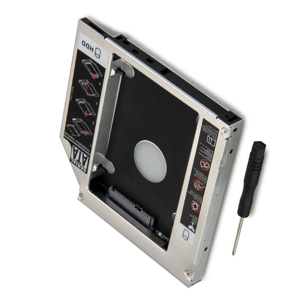 Адаптер для второго жесткого диска SSD HDD Caddy, 12,7 мм, SATA, алюминий, для Dell Studio 1435 1450 1457 1535 1536 1537 1558.