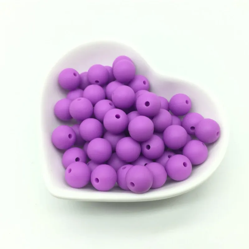 Violet 50 шт. 9 мм круглый свободные силиконовые прорезывания зубов ребенка бусины для изготовления ювелирных изделий DIY Жевательная ребенка при прорезывании зубов Цепочки и Ожерелья Подвески Аксессуары - Цвет: Violet