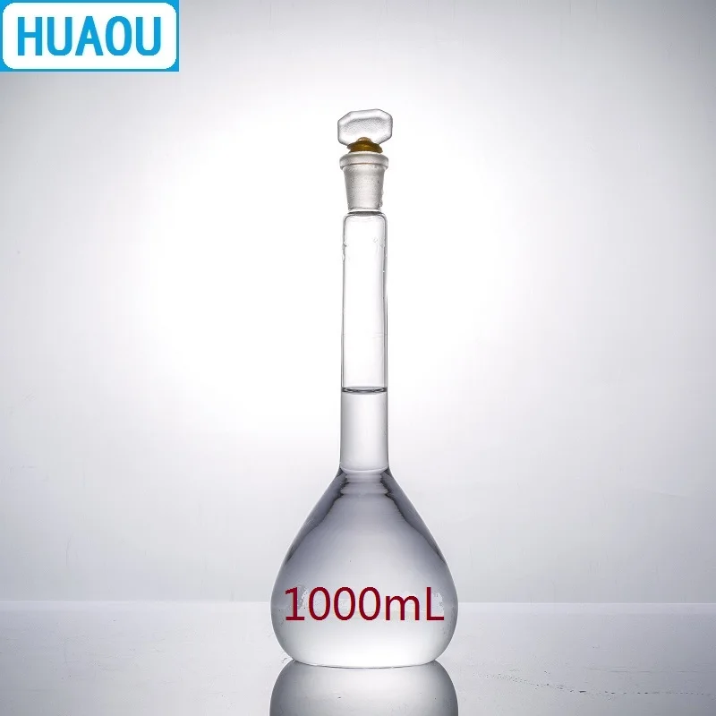 Мерная колба HUAOU 1000 мл класс А нейтральное стекло с одной градиентной отметкой и