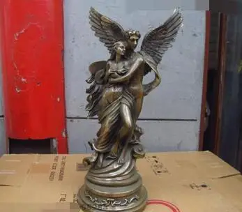 

Western Art Copper Bronze carved God of love Cupid and Naked woman statue