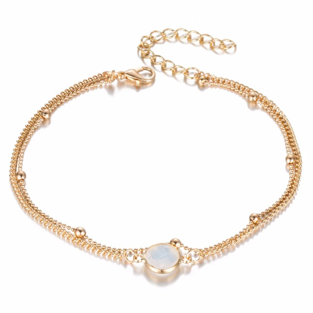 S177 Boho Opal женские браслеты на босую ногу сандалии, вязанные крючком украшение на ногу Новые ножные браслеты для женщин - Окраска металла: s177gold