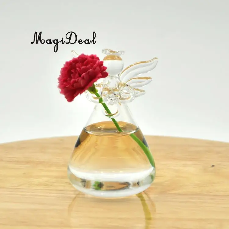 MagiDeal Handmade Angel Clear Glass Wall Hanging Vase Bottle for Plant Flower Bedroom Living Room Office Home Decor Friends Gift | Дом и сад
