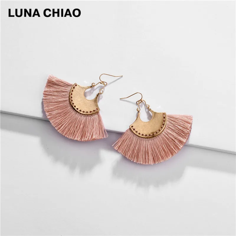 LUNA CHIAO, модные ювелирные изделия, Осень-зима, трендовые этические серьги с бахромой, Винтажные висячие серьги