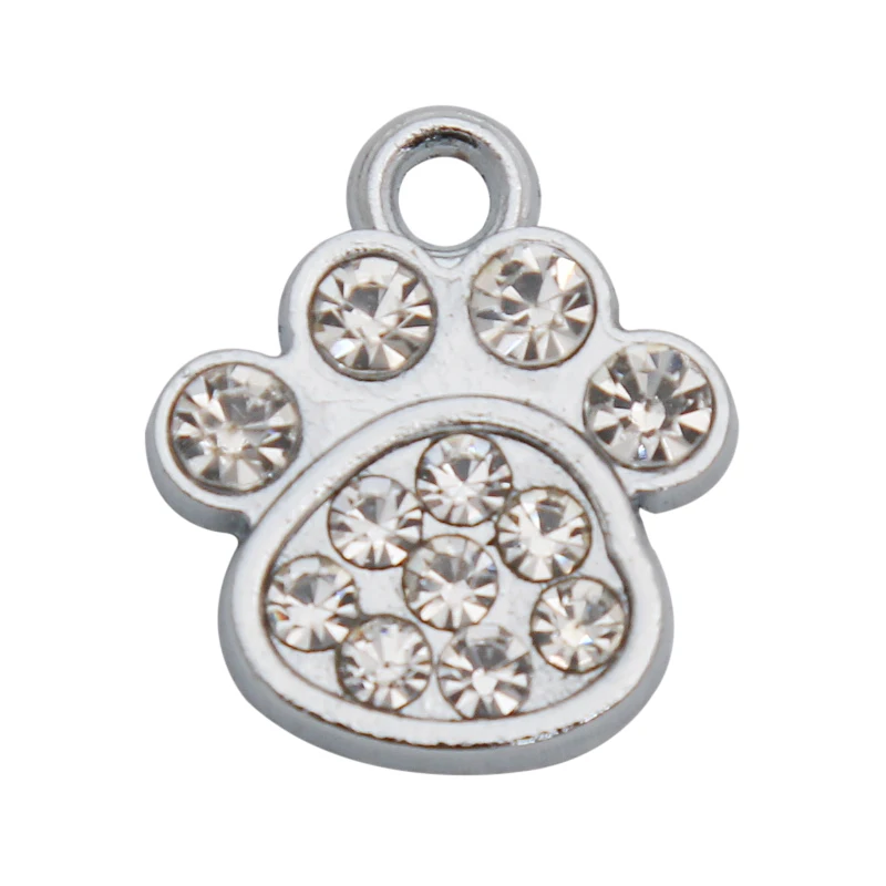 

Модные подвески из сплава в форме собачьей лапы с прозрачными стразами для детей, подарки 15*18 мм, 50 шт., AAC1918