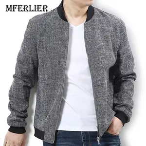 Мужская повседневная куртка MFERLIER, большие размеры 5XL 6XL 7XL, обхват груди 145 см, верхняя одежда серого цвета на осень и зиму