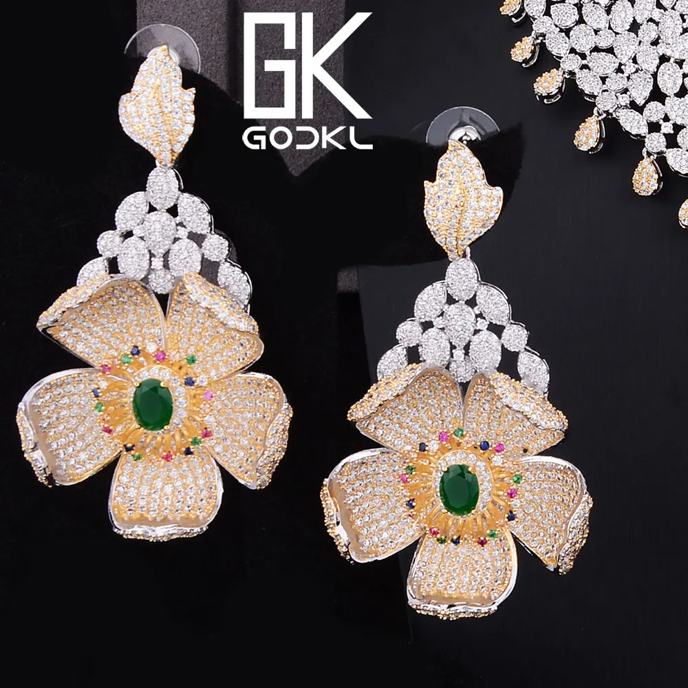 GODKI Роскошные кубический циркон нигерийские Ювелирные наборы для женщин Свадебные индийские цепочки и ожерелья серьги наборы браслет кольцо parure bijoux femme
