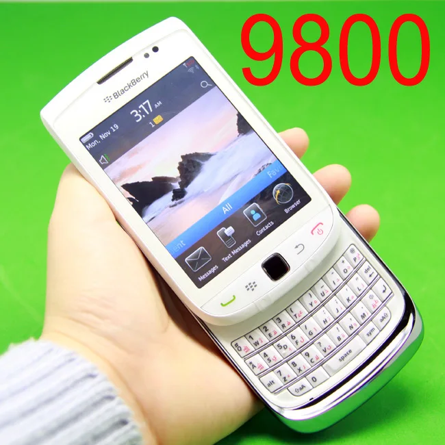 Фонарь BlackBerry 9800 Мобильный телефон OS смартфон разблокированный 3g Wifi Bluetooth gps мобильный телефон и белый