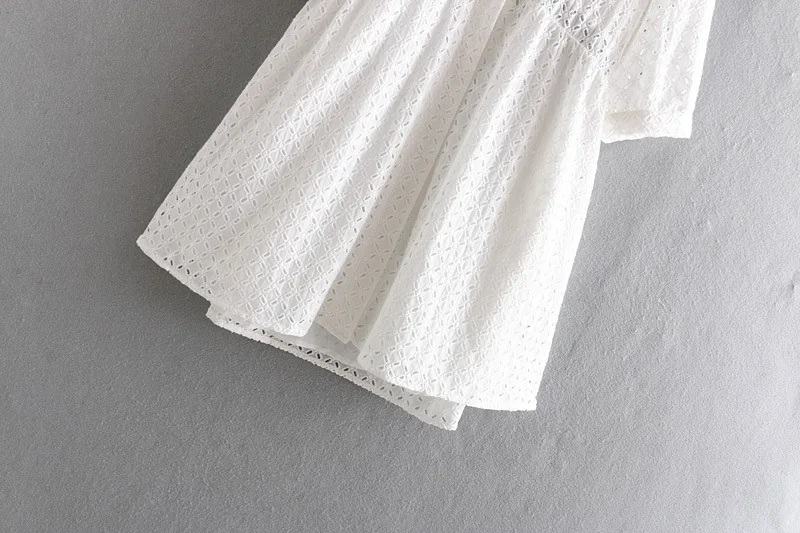 Женское повседневное элегантное белое платье-рубашка ажурное платье-трапеция с