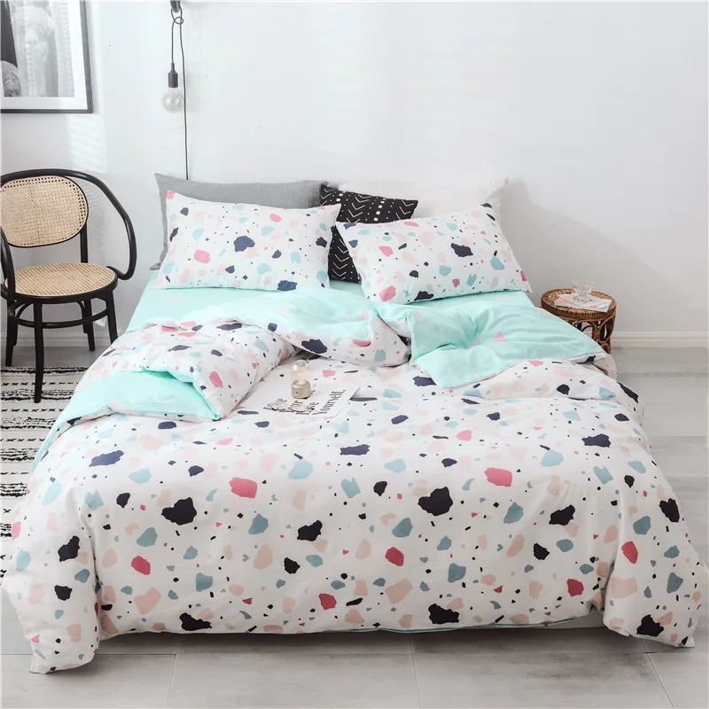 2019 милый комплект постельного белья из хлопка и ткани альпака светло голубого