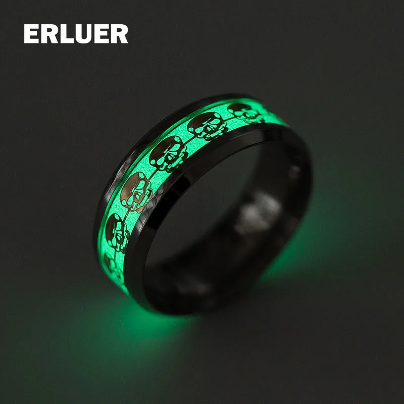 Кольцо в виде черепа из нержавеющей стали светящиеся кольца ФЛУОРЕСЦЕНТНОЕ