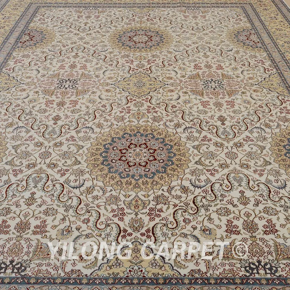 Beste Yilong 9'x12 'Vantage Klassieke Kleed Grote Crème Antiek Tapijt Perzische Handgemaakte (0913)