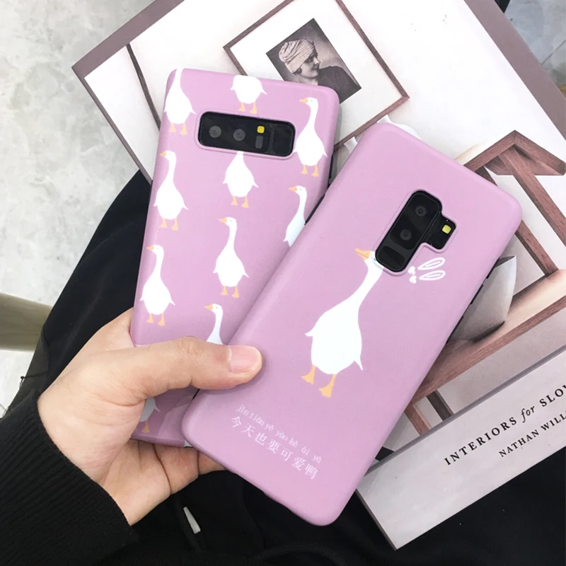 YHBBCASES Cartoon Cute Duckling Soft Cases For Samsung Galaxy S8 S9 Plus Funny Animal Purple Phone Cover Note 8 9 |