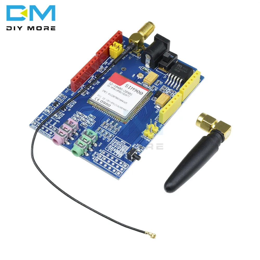 

SIM900 850/900/1800/1900 MHz GPRS/GSM Shield Development Compatible Board Module Kit For Arduino GPIO PWM RTC