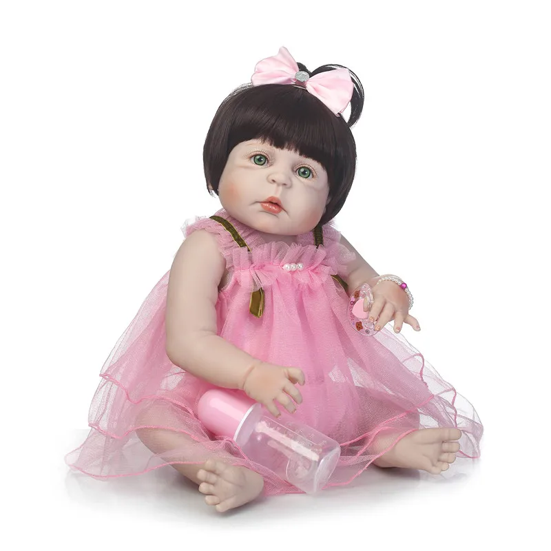 Кукла новорожденная силиконовая 55 см с красивыми белыми глазами|bebe reborn baby dolls|reborn
