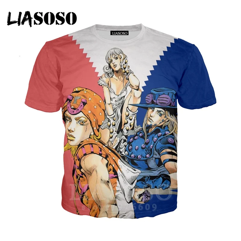 13 LIASOSO, аниме, 3d принт, футболка для мужчин и женщин, Harajuku, joJo's, хип-хоп, причудливый, homme Adventur, футболка, рок, футболки, homme, футболка E835 - Цвет: 13