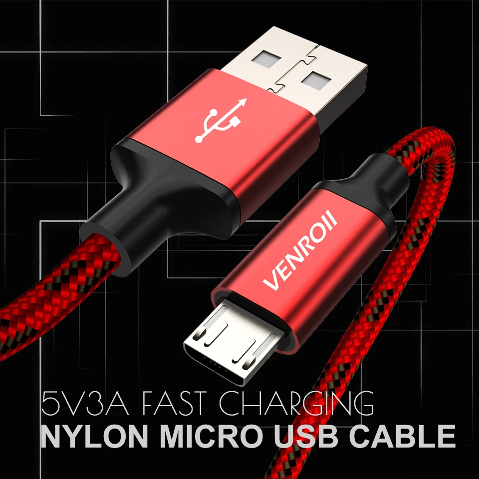 Venroii Micro USB кабель для samsung A7 S7 Xiaomi Redmi Note 5 6 Pro Телефон зарядное устройство провод смартфон данных Kable для huawei Honor 8X