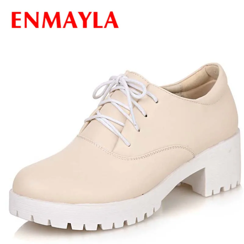 ENMAYLA/размеры 34-39 Весенняя повседневная обувь на шнуровке с круглым носком женская