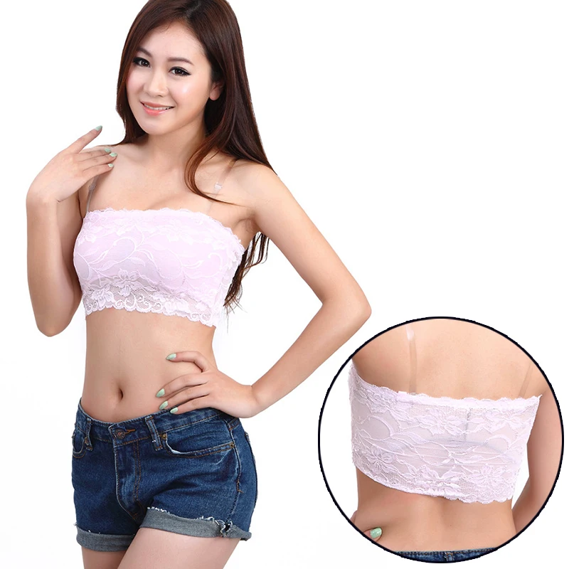 Женский кружевной топ бандо без бретелек с цветочным принтом бретелек|Топы