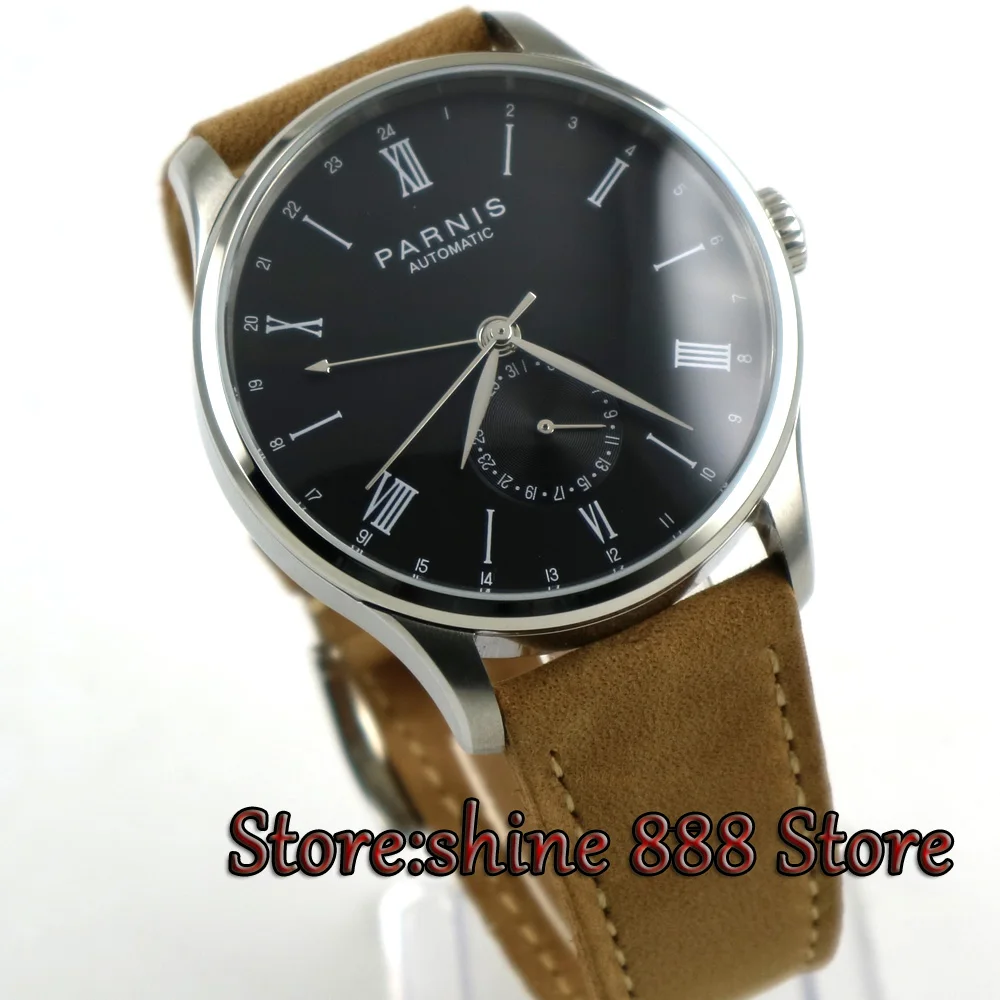

42mm Parnis black date 24 Hours Handset ST 1690 Automatic Movement Men Watch