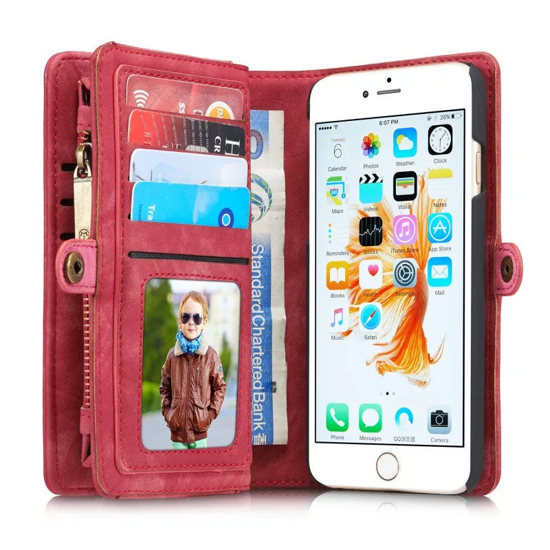 Red Чехол-кошелек из натуральной кожи для iPhone 11 Pro Max 11 Pro Xs Max XR X 8 7 6s Plus, Роскошный Многофункциональный чехол на магните, чехол для телефона, сумка - Цвет: Red