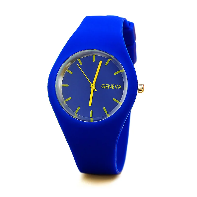 2018 Лидер продаж силиконовые женские часы Женева Желе цвет модные наручные