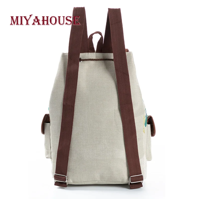 Miyahouse милые льняные рюкзаки с принтом животных для девочек-подростков с милой пандой, школьный рюкзак, Женская Повседневная красочная Дорожная сумка на плечо