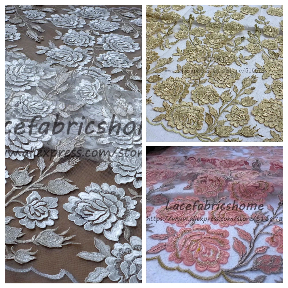 Горячая Распродажа розовое/серебряное/золотое Высокое качество 3D цветы на сетке