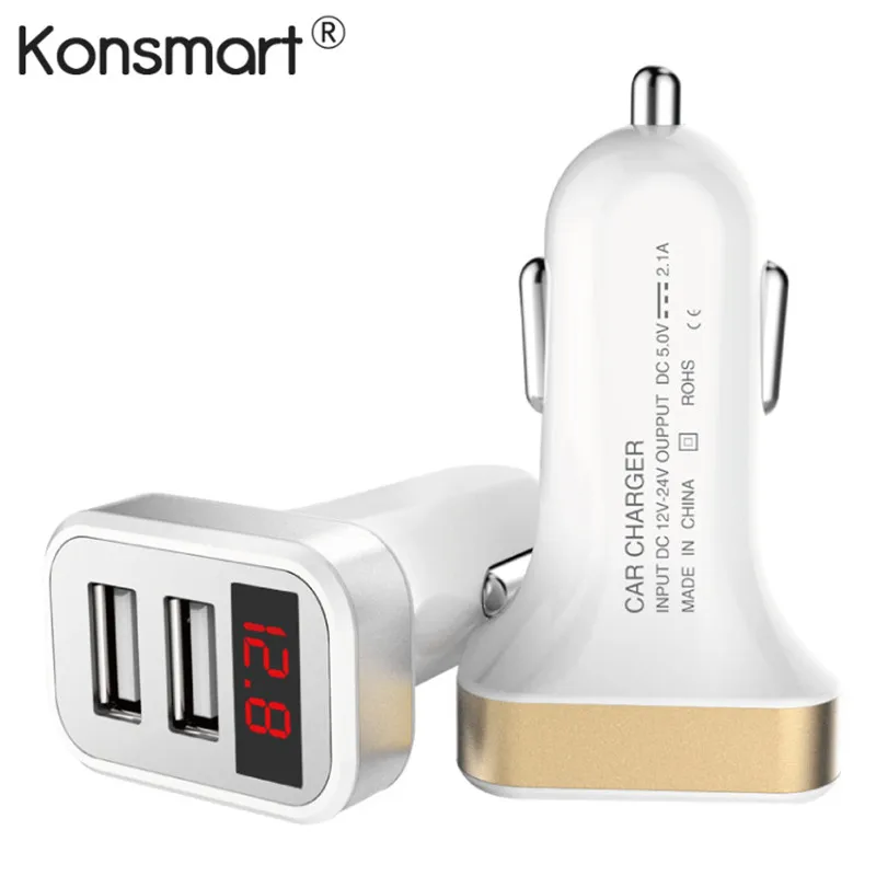 Автомобильное зарядное устройство KONSMART для iPhone Samsung зарядка светодиодный экран 2