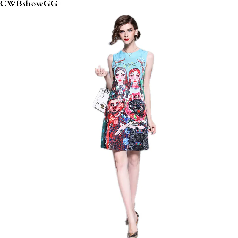 Модельные платья 2018 летнее Модное Новое платье без рукавов с О-образным вырезом