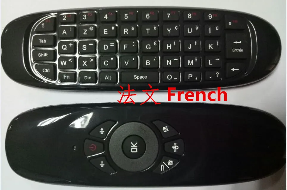 French Русская английская испанская французская C120 Fly Air mouse 2,4G мини беспроводная клавиатура перезаряжаемый пульт дистанционного управления для Android tv Box PC - Цвет: French