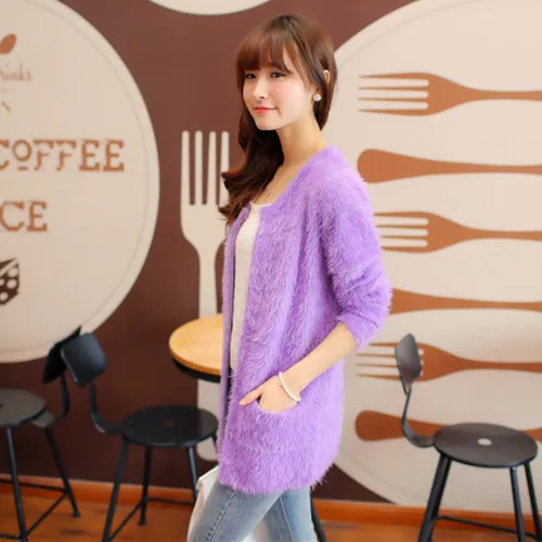 Женское трикотажное платье свитер длинный Повседневный Кардиган весна осень