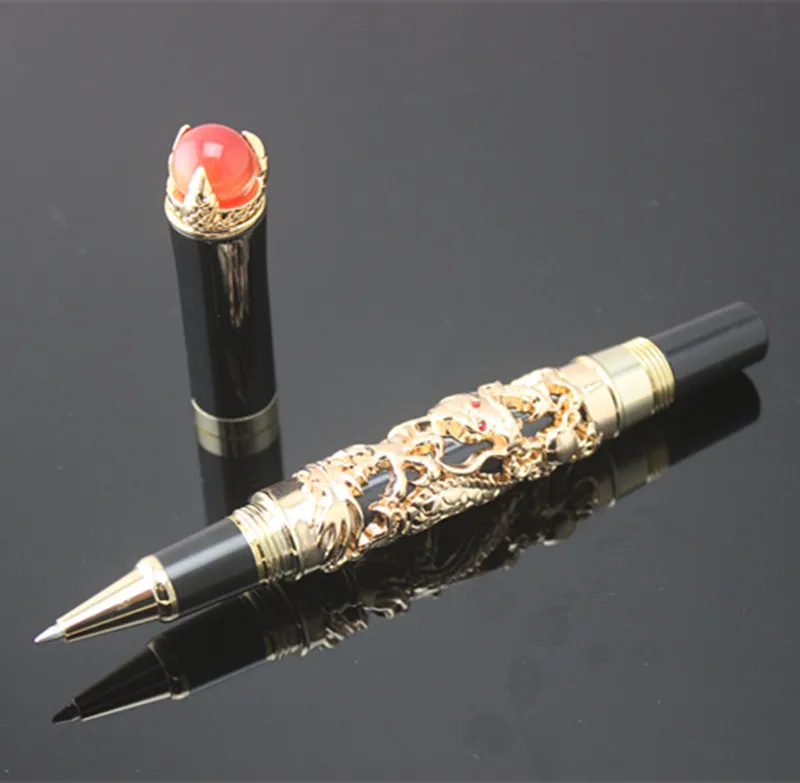 Jinhao Dragon King винтажная Ручка-роллер, зеленые ювелирные изделия, Металлическое Тиснение, благородный золотой цвет, деловые офисные школьные принадлежности