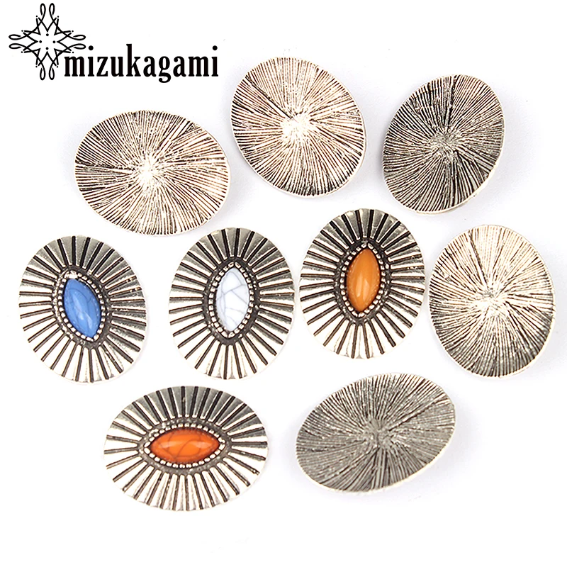 3pcs/lot 33*26MM Retro Zinc Alloy Oval Clothes Decorative Without loop Buttons Charms For DIY Earrins Jewelry Accessories | Украшения и