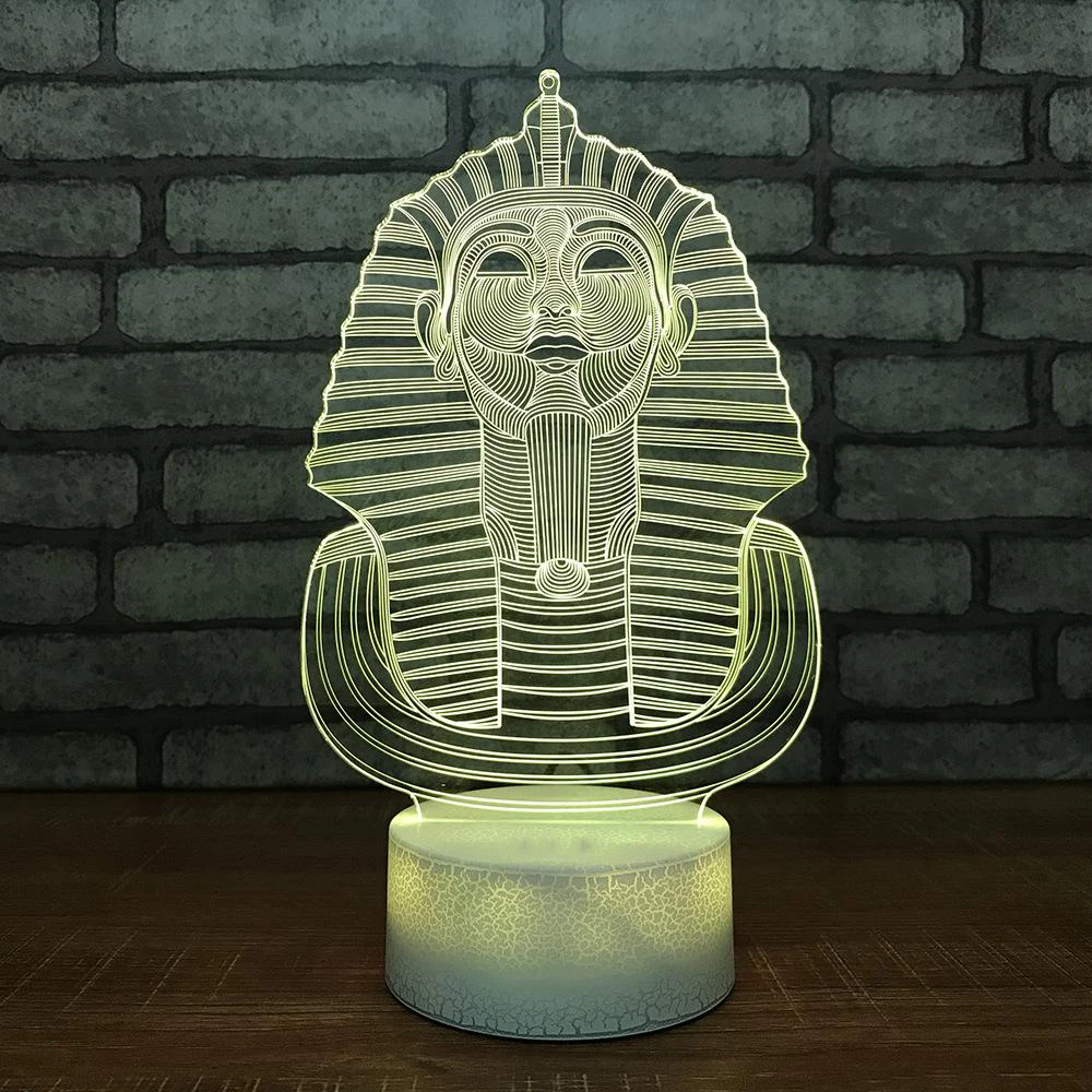 

Bedside 3D Led NightLight Pharaoh Egypt Statue Lighting Fixture Usb 7 Color Change Gradient Desk Lamp Home Decor Room Sleep Gift