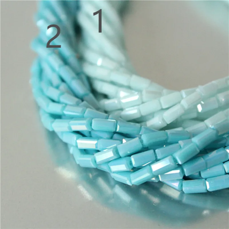 Керамические синие AB длинные кубические кристаллы россыпью бусины 4 мм x 2