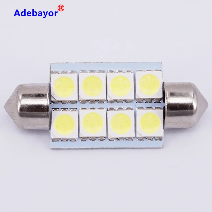 100 шт. Автомобильный интерьер 5050 8 светодиодный SMD Festoon Dome 39 мм светильник LED