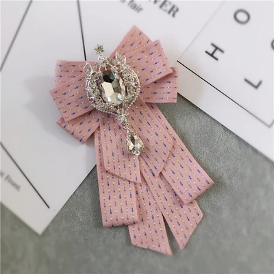 Новинка,, модный мужской галстук-бабочка, Женский Японский Школьный воротник, цветочный декоративный бант, бриллиантовая Корейская брошь на булавке - Цвет: 26