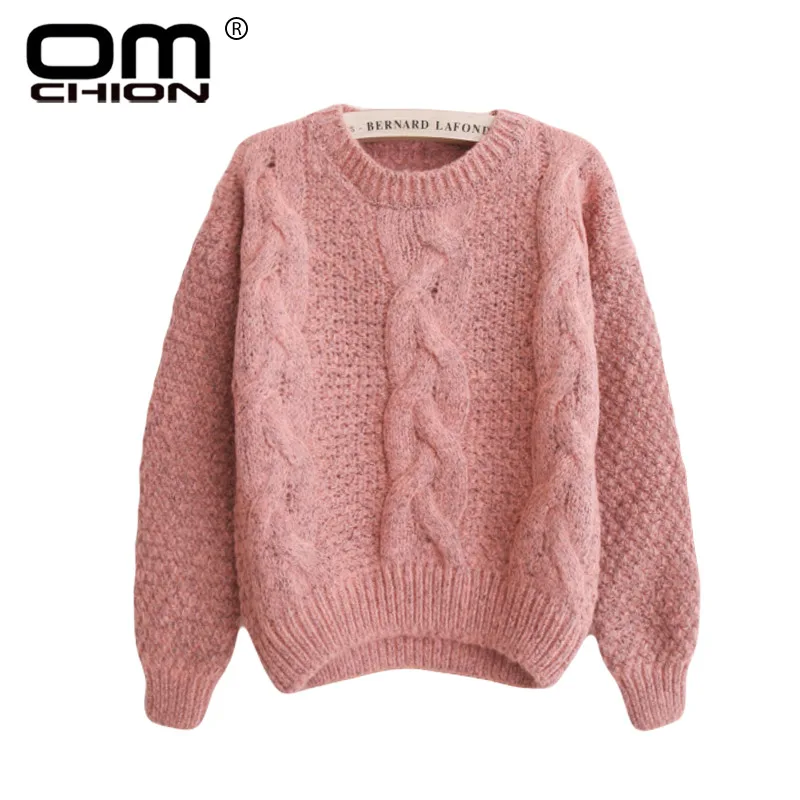 

OMCHION Pull Femme 2019 осенний вязаный короткий свитер с круглым вырезом Женский Повседневный свободный разноцветный пуловер зимний теплый джемпер ...