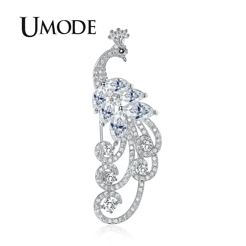 UMODE Роскошные Броши в виде феникса для женщин кубические циркониевые шпильки белого золота Свадебный костюм ювелирные аксессуары уникальные Gifs UX0036
