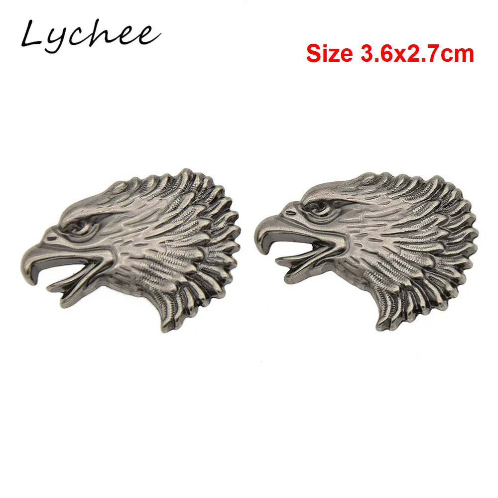 Личи 2 шт. Кожевенное ремесло Металлический кончос с изображением головы орла-совы для создания одежды и кошелька для женщин.