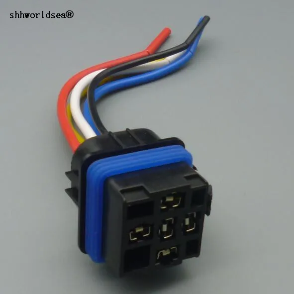

shhworldsea 12V 24V 40A 4 Pin 5 Pin Automobile Relay Socket Waterproof Integrated Wired Auto Relay Holder With Wires