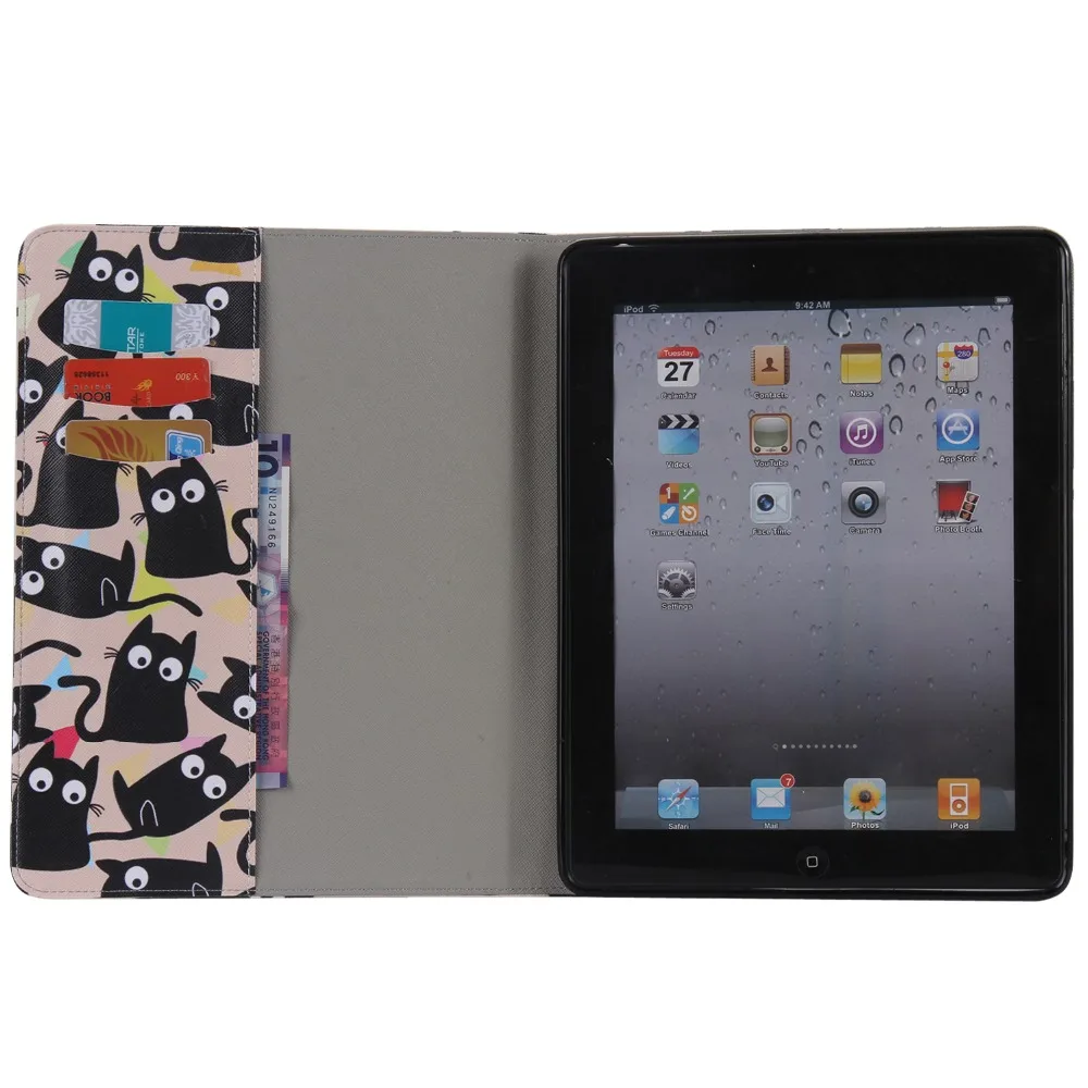 Чехол книжка из искусственной кожи с подставкой и слотом для карт|tablet cover|for ipad 2for |