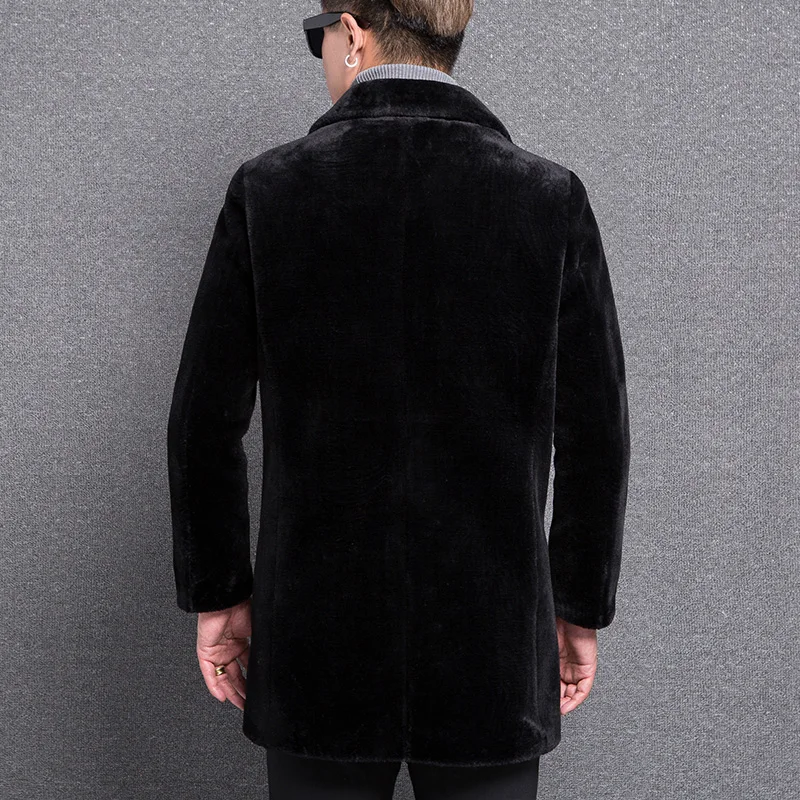 Новинка 1766 модное мужское зимнее пальто одежда из овчины и длинное шерстяное