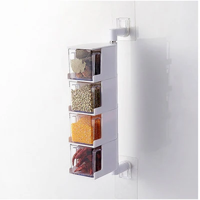 Four Layers White Настенная стойка для специй, многоярусная, вращающаяся на 360 градусов, коробка для хранения приправ, Баночки, органайзер, контейнеры для приправ, кухонные инструменты - Цвет: Four Layers White
