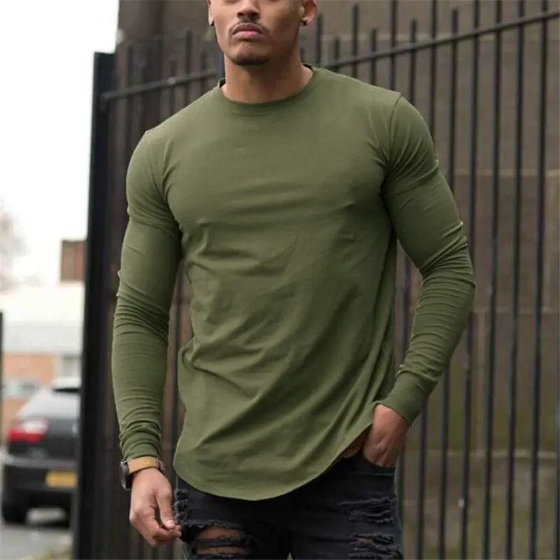 

New Spring Fashion O-Neck T-shirts Slim Fit Long Sleeve Men's T Shirt Men Trend Casual Top Clothes M-XXL