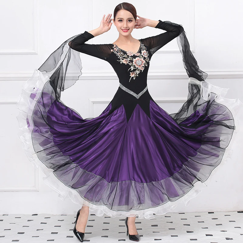 

Женское платье для бальных танцев, стандартное платье из спандекса с кристаллами, современное платье Waltz Foxtrot, стандартные Детские костюмы с большим крылом