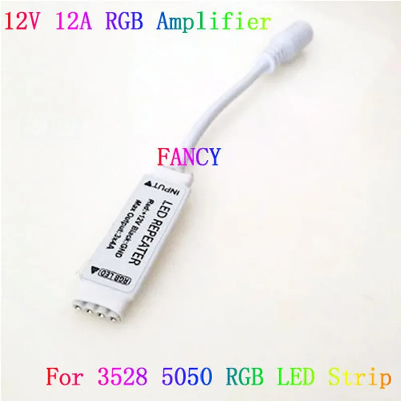 4 контактный DC 12V 12A 144W Мини RGB Led усилитель с вилкой постоянного тока для 3528 5050