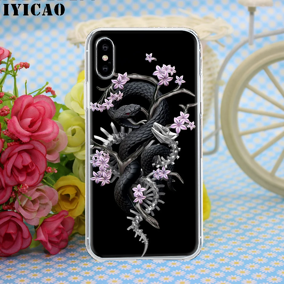 IYICAO цветок дракон змея жесткий чехол для iPhone 4 4S 5 5S Se 6 7plus 8 8Plus X XS MAX XR 6s Plus 11 pro max |