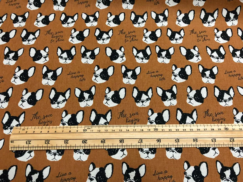 Полметра японский KOKKA хлопок лен холст ткань DIY Лоскутная Ткань бульдог D|cotton linen